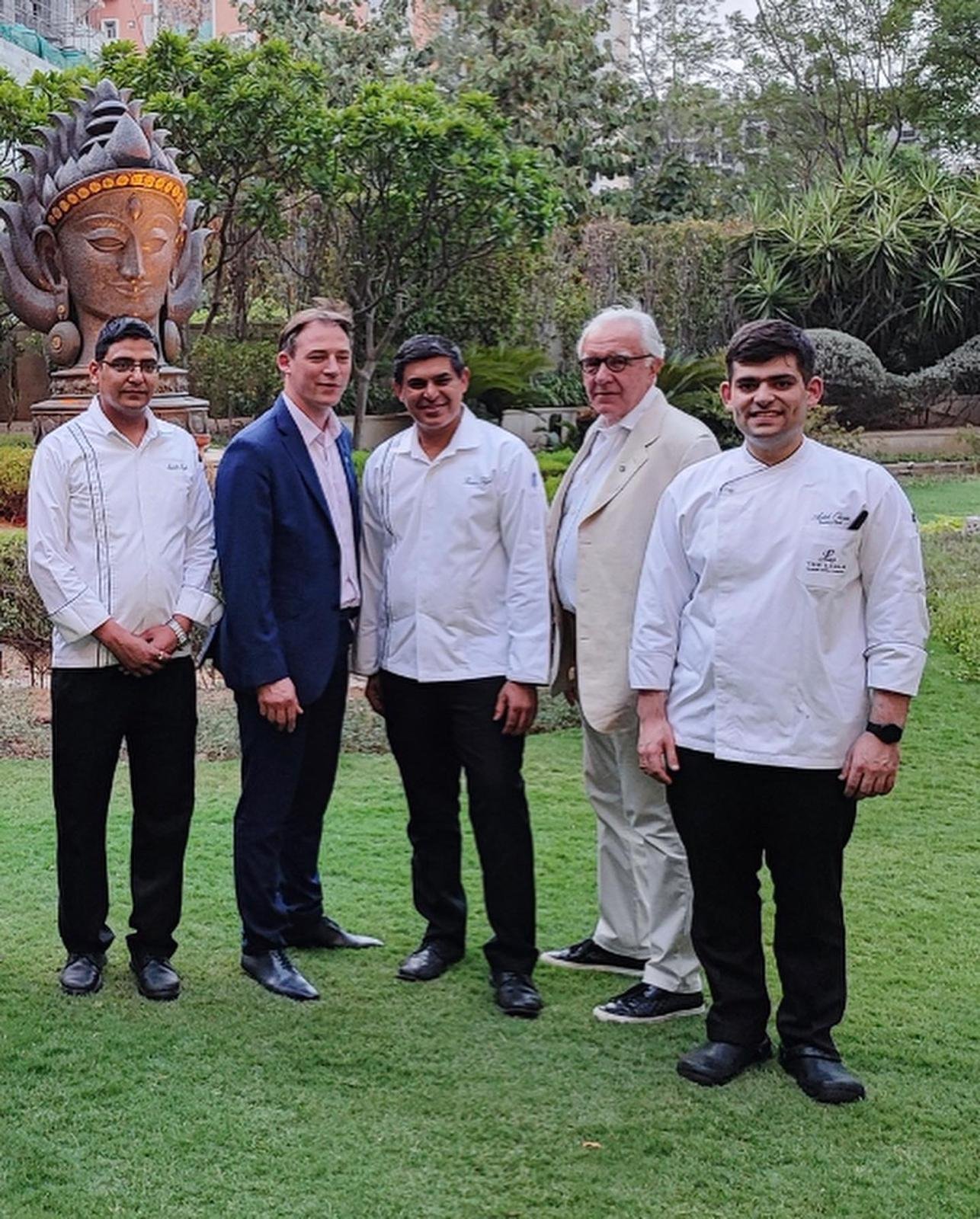 Chef Sameer Sehgal with Alain Ducasse and the Leela Palace culinary team