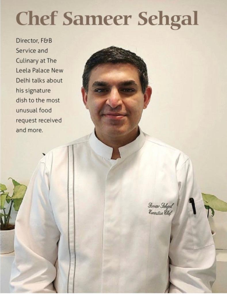 Press portrait of Chef Sameer Farhad Sehgal, executive chef at The Leela Palace New Delhi