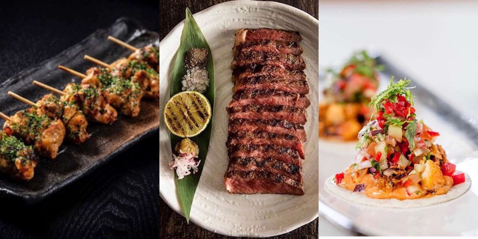 Yakitori, grilled steak and a taco from Peter Street Kitchen