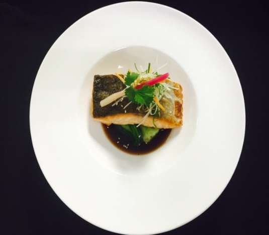 Salmon with soy and greens