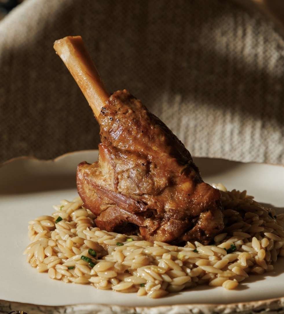 Lamb shank tagine with orzo