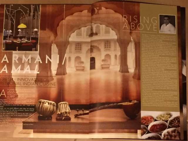 Magazine feature on Amal at Armani Hotel, fresh innovative regional Indian cuisine